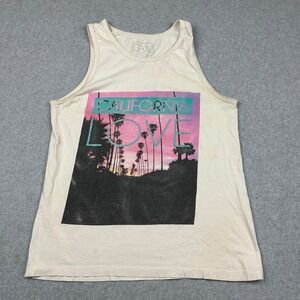 California Republic California Love Tank Top Cream Graphic Palm Trees Small